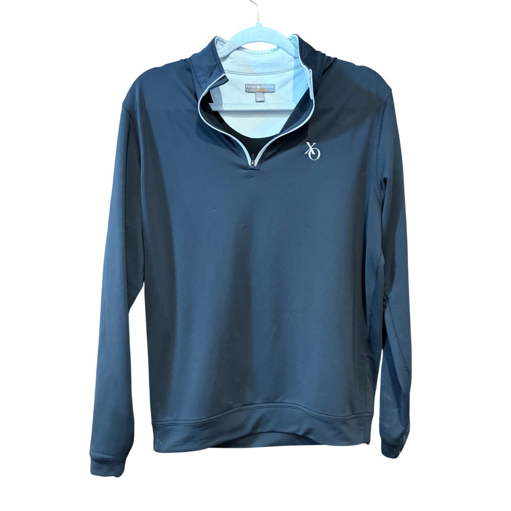 Peter Millar Crown Sport Mens Black Perth Quarter Zip XO Wicking Pullover Sz Sm